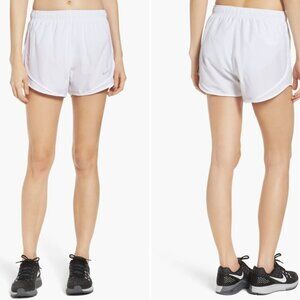 NWT Nike Dri-Fit Tempo Running White Drawstring Swoosh Lined Logo Shorts